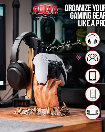 Exclusive Gaming Controller Holder & Headset stand figure for GTA VI and Call of Duty and Fortnite Gaming Room Decor | Staff Room accessories For PC PlayStation & Xbox | Shooter Decor | Present For Gamers Adults Kids Accessories