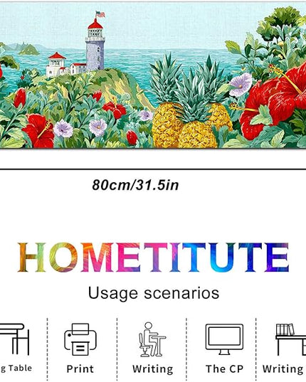 Mouse Pad Gaming Mousepad 31.5 x 11.8 Inch Coastal Lighthouse Tropical Floral Artwork and Smooth Diatomite Large Keyboard Mat XL Mouse Pad for Home and Office Desk Accessories