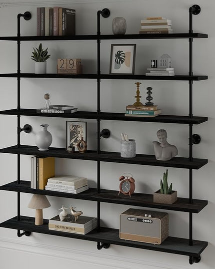 Floating Shelves for Wall Living Room Shelves Bookshelf Industrial Pipe Shelving Shelf Real Wood Planks 60 inch Rustic Wall Shelves Hanging Bookshelves Farmhouse Kitchen Bar Shelving