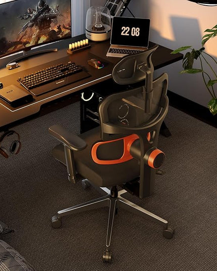 Newtral Ergonomic Office Chair with Fully Adaptive Lumbar Support, 136°Tilt Function, Computer Desk Chair with Soft 4D Armrest, Adjustable Headrest (Supreme Without Laptop Tray, Black)