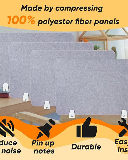 4 Pack Acoustic Desk Panel Privacy Desk Dividers 16x24 Inch Noise Reducing Desk Privacy Panel and Visual Distraction with Metal Clip for Student Offices School (Moonlight Gray)
