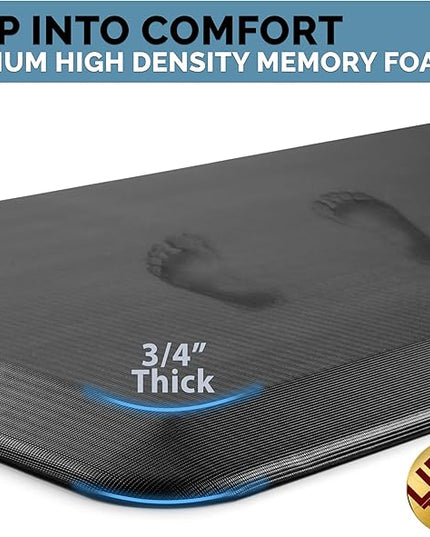 ComfiLife Anti Fatigue Floor Mat – 3/4 Inch Thick Kitchen Mats for Floor, Standing Desk Mat, Kitchen Rug – Comfort at Home, Office – Durable – Stain Resistant – Non-Slip Bottom (20" x 39", Black)