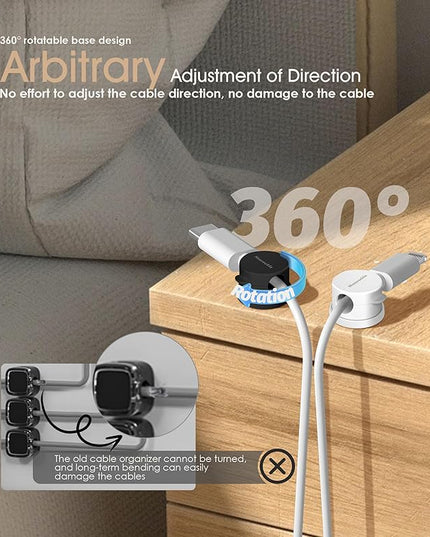 9 Pack Spring Cord Organizer Cable Clips [Locking Cable Rotatable], 2025 Latest Nearockle Phone Charging Cord Holder Cable Management for Car, Nightstand, Office Desk Accessories (Multi)