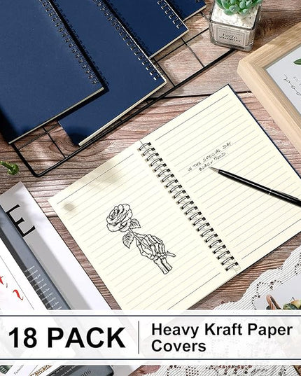 Yahenda Spiral Notebook Bulk A5 Journal Lined 8.3'' x 5.5'' Writing Composition Paper Small Notepad Subject Notebook for Students Office Business Back to School Supplies(Deep Blue,18 Pcs)