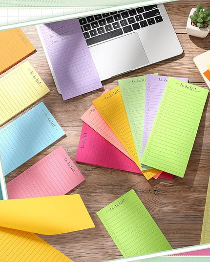 Censen 10 Pack 500 Sheets To Do List Notes Daily Checklist Notepads with 50 Sheets Each Undated Color Memo Pad Block Shopping List Pad Weekly Plan Notepad Organizer Planners(Bright Color,Lined)