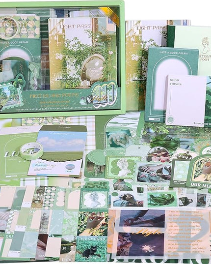 emmoolife Scrapbooking Supplies Kit, Vintage Aesthetic Scrapbook Kit for Bullet Junk Journal, Stationery, A6 Grid Notebook, DIY Journaling Supplies, Birthday Craft Gift for Teen Girl Women