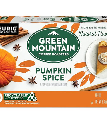 Green Mountain Coffee Roasters Pumpkin Spice, Keurig Single-Serve K-Cup Pods, Light Roast Coffee, 60 Count (6 Packs of 10)