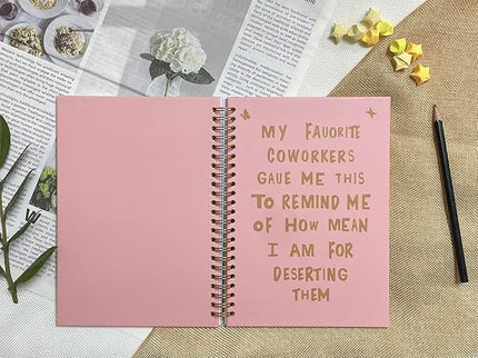 NeatNiche Spiral Notebooks For Work- Hardcover Gold coil-bound Journal Dairy For Women, 5.8"x8.3",Funny Going Away Gifts For Coworkers,Sarcastic Farewell Gifts,Coworker Leaving Gift,New Job Or Birthday Gift (Rose )