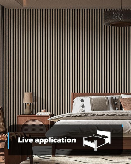 Art3d 2-Pack 48" x 24" Acoustic Wood Panels for Wall, Soundproof Wood Slat Panel for Wall and Ceiling, 3D Fluted Sound Absorbing Paneling for Interior Wall Decor, Living Room, Bedroom - Oak