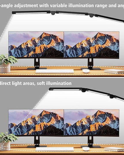 LED Desk Lamp with Clamp,Adjustable Swing Arm Desk Lamps for Home Office,Dimmable Tempering Eye Care Desk Light Bright Modern Led Table Lamp for Nail Tech Architect,Flexible Tall Task Table Light