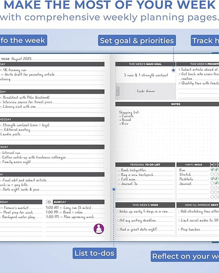 Clever Fox Planner Large – Undated Weekly & Monthly Planner for Productivity, Time Management & Goals – Organizer Journal – 7x10” (Dark Blue)