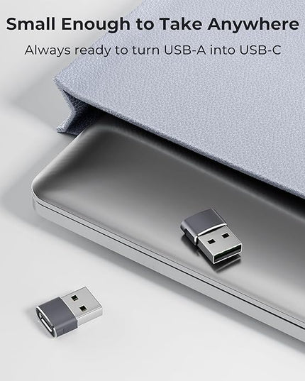 Basesailor USB to USB C Adapter,USBC Female to USB A Male Adapter,Type C Converter Charger for iPhone 17 Pro Max,16 15,Apple Watch iWatch S11 S10 SE,AirPods 3,iPad mini Air,Samsung Galaxy S25,Gray