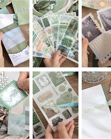 emmoolife Scrapbooking Supplies Kit, Vintage Aesthetic Scrapbook Kit for Bullet Junk Journal, Stationery, A6 Grid Notebook, DIY Journaling Supplies, Birthday Craft Gift for Teen Girl Women