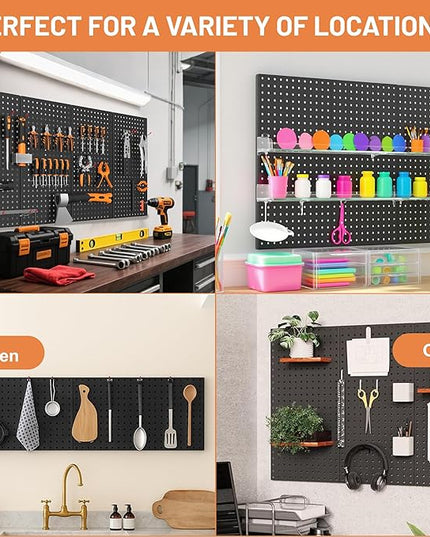 Ultrawall 4 Pack Metal Peg Board Panels with Hooks, Pegboard Wall Tool Organizer for Garage, 84pcs Peg Board with Accessories, 24"X12"