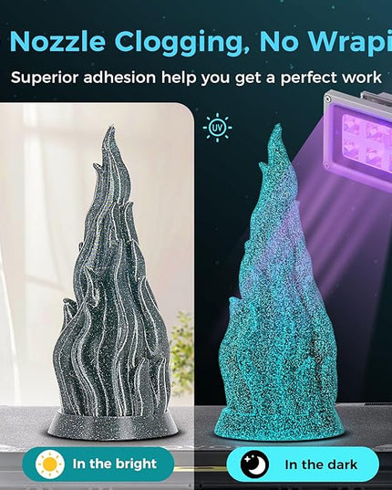 Sovol 3D Printer Luminous Filament, Glow in The Dark PLA 1kg (2.2 lbs) Spool 3D Printing Materials, Dimensional Accuracy +/- 0.03 mm, 1.75 mm, Shiny Blue