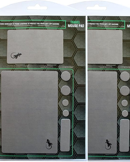 Mouse Pad Adhesive Bottom - Sticks to Any Surface - Portable - Webcam Covers and Screen Cleaner Included (2 x Gray)
