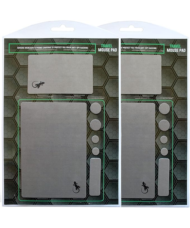 Mouse Pad Adhesive Bottom - Sticks to Any Surface - Portable - Webcam Covers and Screen Cleaner Included (2 x Gray)