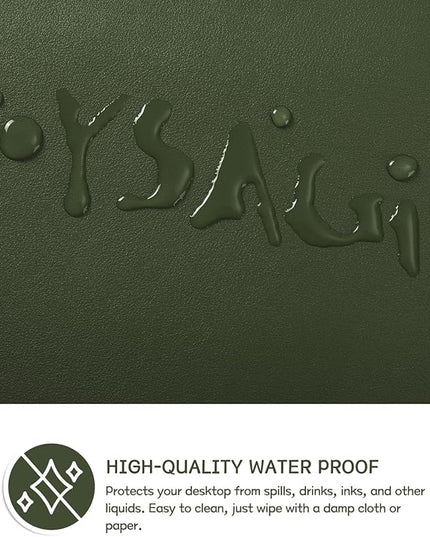 YSAGi Non-Slip Leather Desk Pad L Size, Waterproof Laptop Computer Desk Keyboard Mat, Table Protector Blotter Mat, Large Mouse Pad for Office/Work/Home/Decor(Olive Green, 35.4" x 17")