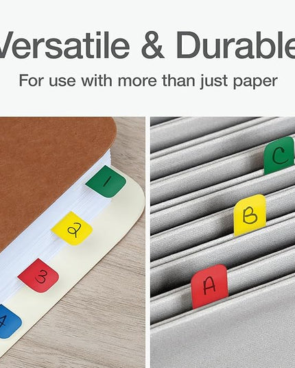 Redi-Tag Write-On Tabs, Permanent Adhesive Index Tabs, Assorted Primary Colors: Yellow, Orange, Red, Blue and Green, 1" x 7/16", 130 Pack (1009302)