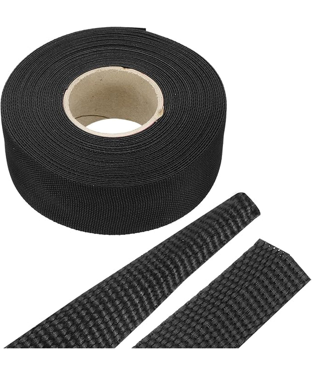 MECCANIXITY Braided Cable Sleeves Heat Shrinkable Fabric Sleeving, 1 1/4" 40ft Black 2:1 Ratio Heat Shrinkable Cord Protector for Harness Cable, Network Cable Protection, Cable Management