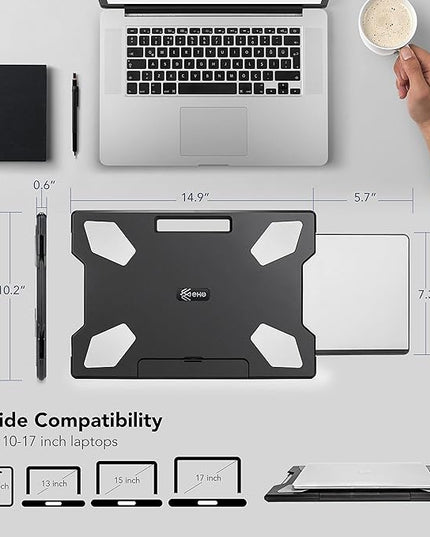 EHO Laptop Lap Desk with Retractable Mouse Pad, Portable Ergonomic Lap Pad with Heat Shield and Foldable Stopper, Lightweight Travel Lapdesk Fits up to 16" Laptops, Bed Sofa or Work Use