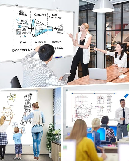 H-Qprobd Large White Board Dry Erase Board for Wall 72"X40" Magnetic Whiteboard with Long Pen Tray, Presentation Dry Erase Boards for Office, Classroom, School, Home