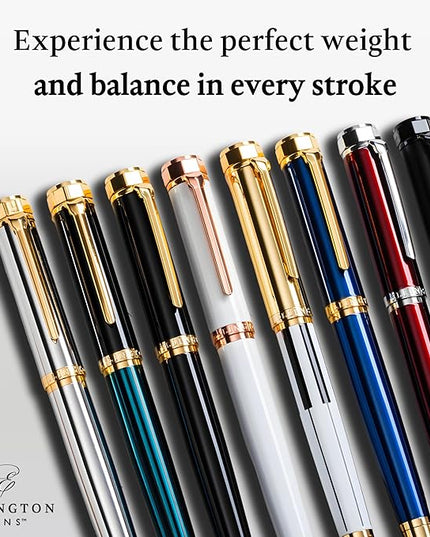 Ellington Pens Luxury Fountain Pen Set - Extra Fine Nib - Includes 3 Ink Cartridges, Refillable Ink Converter, Box - Fountain Pens For Writing, Calligraphy, Journaling, Sketching (Emerald Enigma)