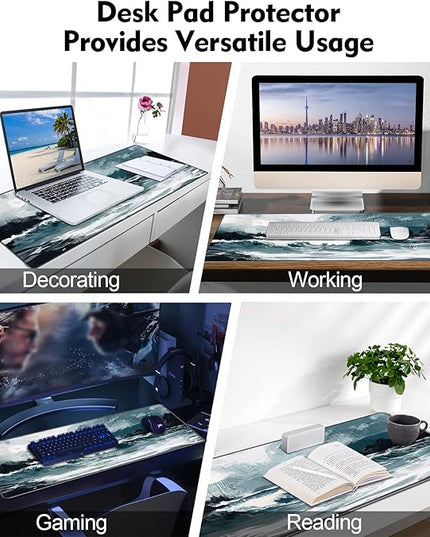 Galdas Gaming Mouse Pad XXL XL Large Long Extended Big Mousepad Non-Slip Rubber Keyboard Mouse Pad with Stitched Edges for Laptop Home Office (31.5x11.8x0.08 Inch) … (Ink Painting)