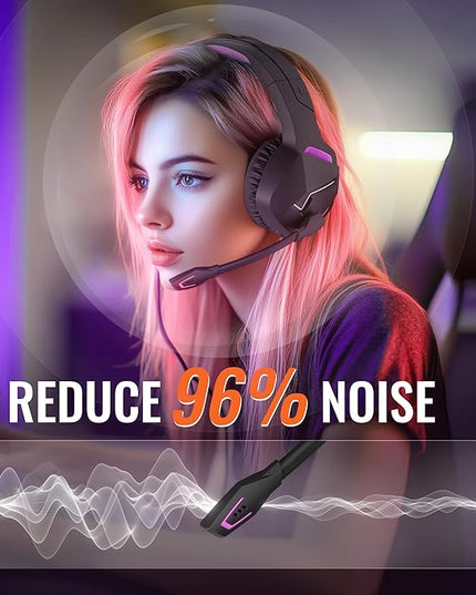 BINNUNE 2.4GHz Wireless Gaming Headset, Bluetooth 5.3 Gaming Headphones with Noise Canceling Mic, 120H Ultra-Long Battery, 50mm Drivers, Multi-Platform for PC / PS5 /PS4/ Switch/Mobile, Purple