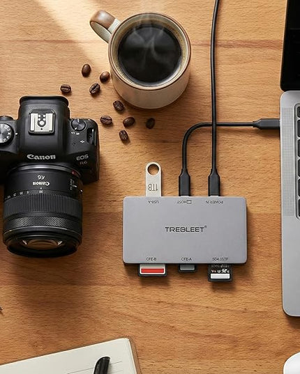 6-in-1 Professional Multi-Card Reader for CFexpress Type A & Type B, SDXC UHS-II, MicroSD – USB 3.2 Gen 2 (10Gbps) with Extra USB-A Hub Port & Auxiliary Power Support for Sony/Canon/Nikon/Mac/Windows
