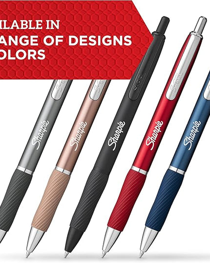 Sharpie S-Gel Gel Pens Sleek Metal Barrel Gunmetal Medium Point (0.7mm) Black Ink 4 Count