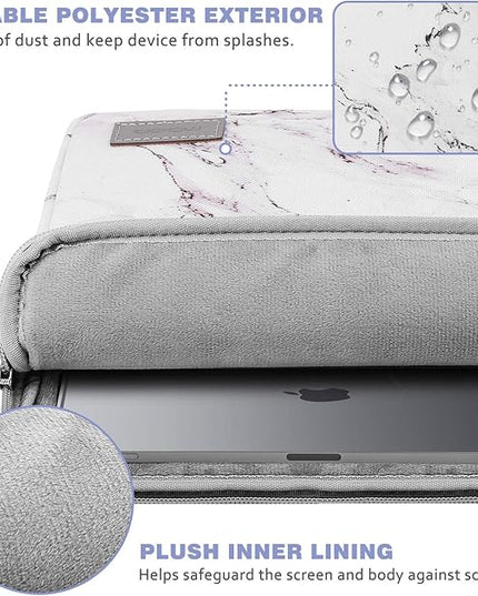 MoKo 9-11 Inch Tablet Sleeve Bag Carrying Case Fits New 11 inch iPad Air M3, iPad A16 2025, iPad Pro 11 M4/Air M2, iPad Air 5/4/3th, iPad 10/9/8/7th, Marble