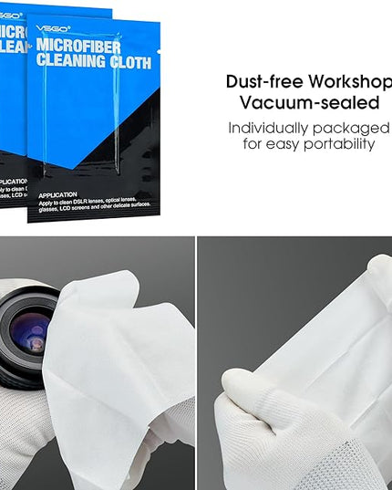 VSGO 4-in-1 Camera Cleaning Kit for Canon, Nikon, Sony DSLR Cameras, Air Blower, Lens Brush Pen, Microfiber Cloths (VS-A13E)