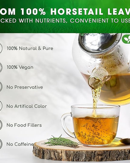 FreshDrinkUS, Premium 15 Horsetail Leaf Tea Bags, 100% Natural & Pure from Horsetail Loose Leaves Herbal Tea. Made with Natural Material Tea Bags. No Sugar, No Caffeine, No Gluten, Vegan.