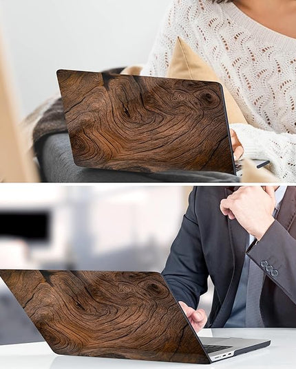 DONGKE for M4 MacBook Air 13.6 Inch Case 2025 2024 2023 2022 Model A3240 A3113 A2681 M3 M2 Chip, Plastic Hard Shell Case Cover with Touch ID for MacBook Air 13 Inch M4 - Wood Grain