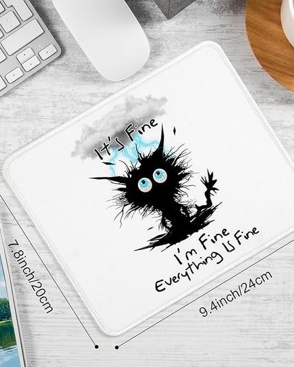 Cat hit by Lightning Square Mouse Pad,Non-Slip Rubber Base Mouse Pad, Home Office Decoration Desktop Accessory,Laptop Mouse Pad for Office Laptops,9.4x7.8x0.12in.