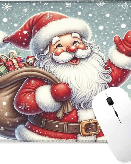 Christmas Yuletide Mouse Pad Square MousePads Non-Slip Rubber Base Mouse Mat Desk Pad with Stitched Edge for Desk Computers Laptop Office, 9.5x8 Inches
