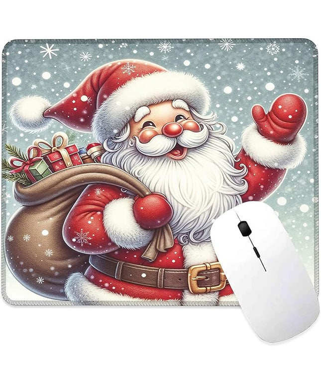 Christmas Yuletide Mouse Pad Square MousePads Non-Slip Rubber Base Mouse Mat Desk Pad with Stitched Edge for Desk Computers Laptop Office, 9.5x8 Inches