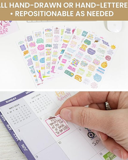 bloom daily planners Inspirational & Motivational Quotes Planner Stickers (8 Sheets / 200+ Stickers) - Hand-Lettered Positive Cute Aesthetic Quotes for Decorating Organizers, Scrapbooks, Laptops, etc.
