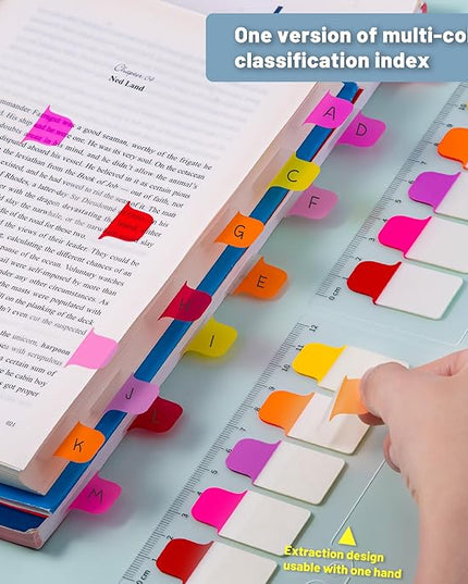 Golcellia 6 Pcs Sticky Tabs for Notebooks, 600 Pcs 5-Color Index Tabs with Flags, Divider Page Markers for Books, Binders, Bible Study & Office Supplies