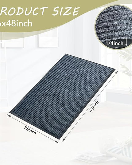 Front Door Mat,3'x4'Indoor Outdoor Door Mat,Heavy Duty Durable Welcome,Commercial Floor Mats Inside Outside Entrance, Waterproof All-Season, All-Weather Non Slip Backing Doormat for Entryway,Dark Gray