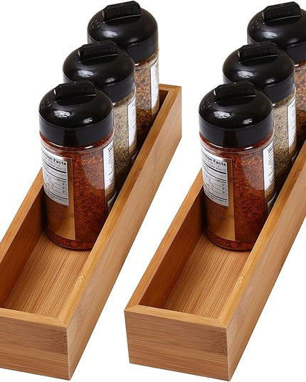 YBM Home Bamboo Drawer Organizer Storage Box for Kitchen Drawer, Junk Drawer, Office, Bedroom, Children Room, Craft, Sewing, and Bathroom, 2 Pack 3x12x2 inch