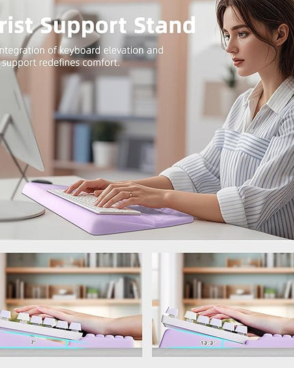 Ospelelf Keyboard Wrist Rest Pad, Comfy Ergonomic Keyboard Stand Riser Holder, Computer Wrist Support Cushion forTyping, Purple