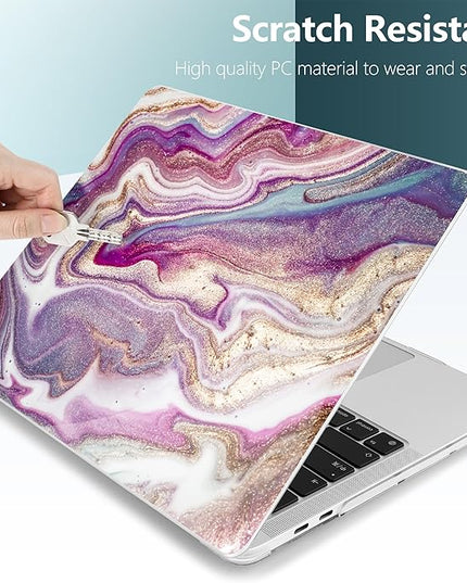 DONGKE Compatible with MacBook Pro 13 inch Case 2024 2023-2020 Release A2338 M2/M1 A2251 A2289 with Retina Display & Touch ID, Plastic Hard Shell & Keyboard Cover & Screen Film - Marbling Art