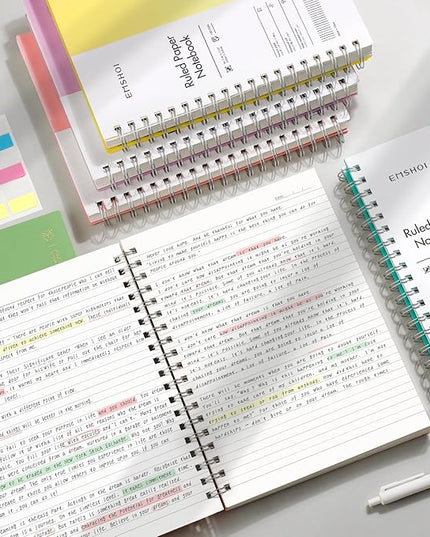 EMSHOI A5 Spiral Notebook College Ruled Lined Journal, Small 5.7" X 8.22", 300 Pages/150 Sheets, 100gsm Thick Paper, Waterproof Hardcover, for Office School Women Men Work Writing Notes-Pink