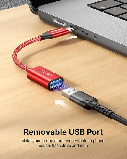 JSAUX USB C to USB 3.0 Adapter [2 Pack], USB C Male to USB Female OTG Cable Adapter Compatible with MacBook Pro/Air, iPhone 17 Pro Max/iPhone Air/16e/16/15 Series, Samsung Galaxy S25/S24/S23-Red