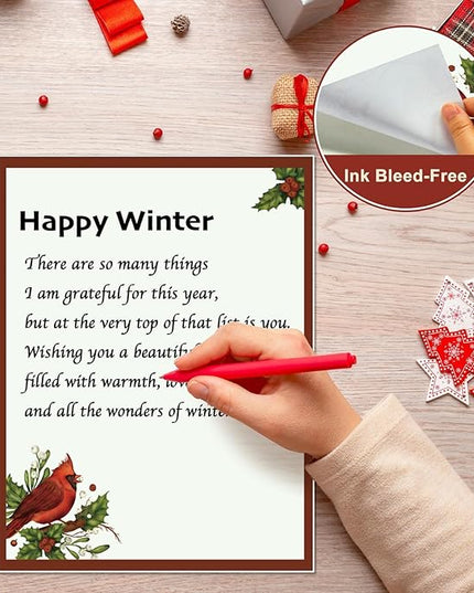 EggSun 250Pcs Christmas Stationery Paper and Envelope Set with 100 Letterhead Papers and 50 Envelopes, 10 Design for Letter Writing Invitations Computer Holidays Party Notes, 8.5x11 Inch-Holy