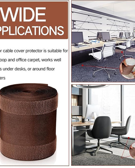 WILLBOND Carpet Cord Cover Cable Protector Floor Cover Cable Protector Management Only for Commercial Office Carpet(9.84 ft,Brown)