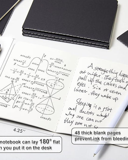 feela 170 Pack Blank Kraft Notebooks, Unlined Sketchbook Mini Cute Note Pad for Drawing Writing, Journal Bulk For Kids Students Office School Supplies, A6, 48 Pages, 4.25” X 5.5”, Black