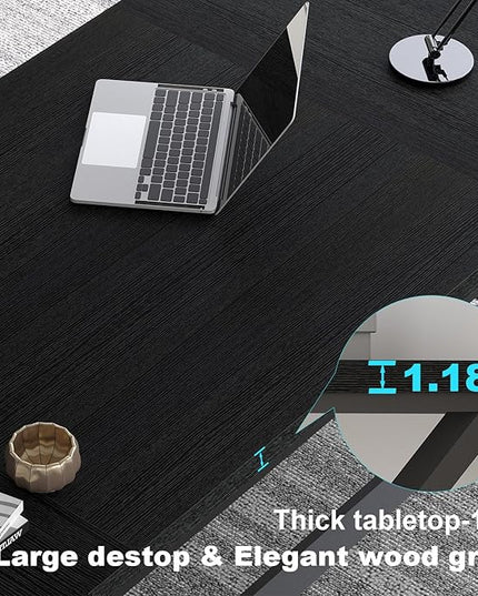 LVB 78.7" Black Computer Desk, Large Industrial Pc Study Home Office Desk, Long Modern Wood Gaming Work Writing Desk for 2 Person, Farmhouse Double Workstation Executive Desk with Storage in Bedroom